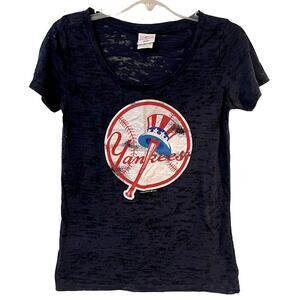 Yankees MLB Crewneck T-Shirt Navy Blue Small